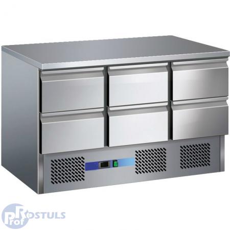 Refrigerated counter with 6 drawers